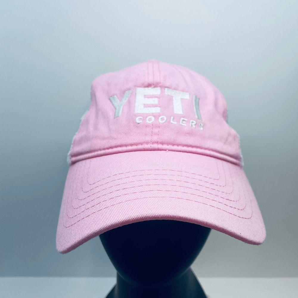 Baseball Trucker Hat Cap Pink White Mesh Yeti Coolers Adjustable SnapBack